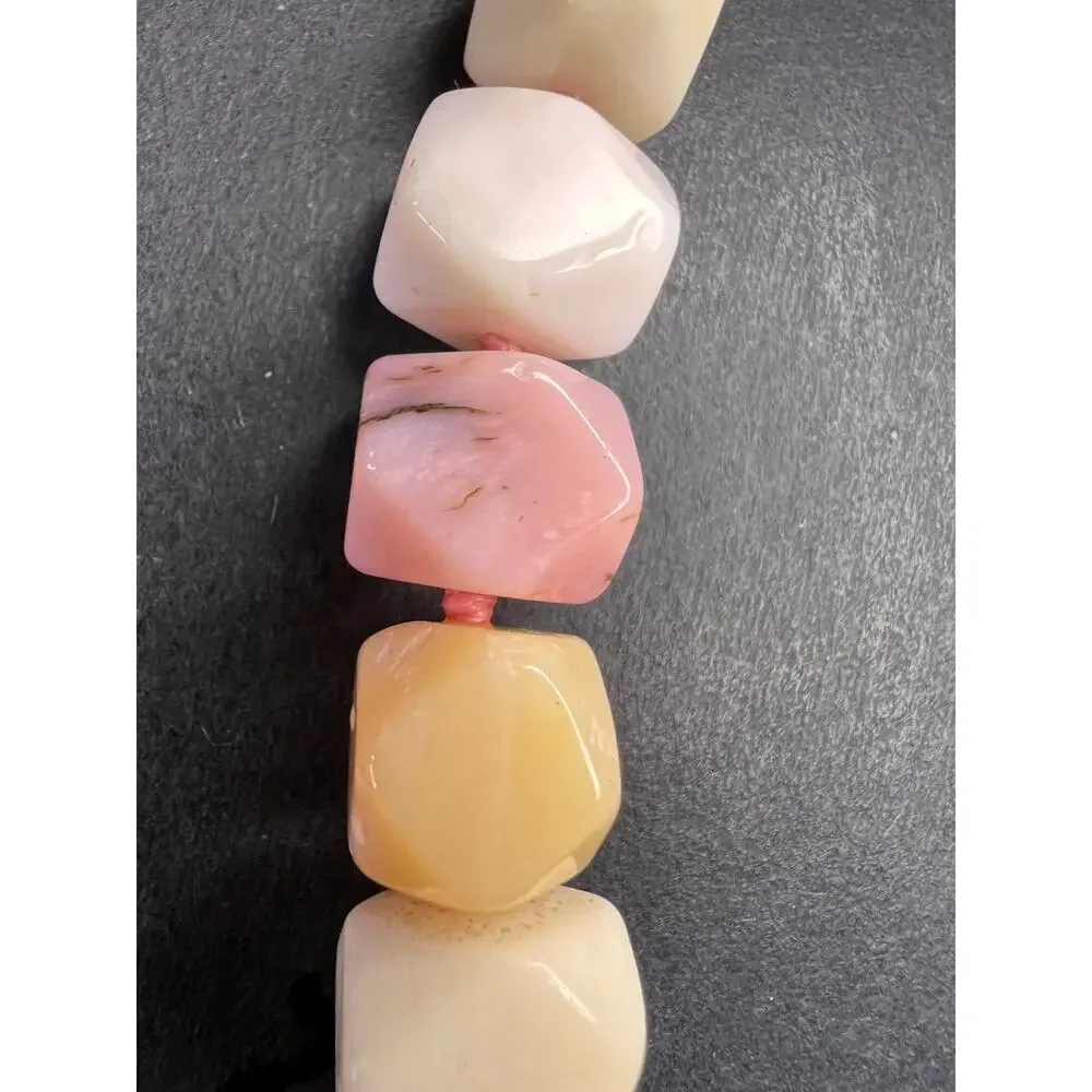 NEW pink opal and rose quartz Sterling silver necklace